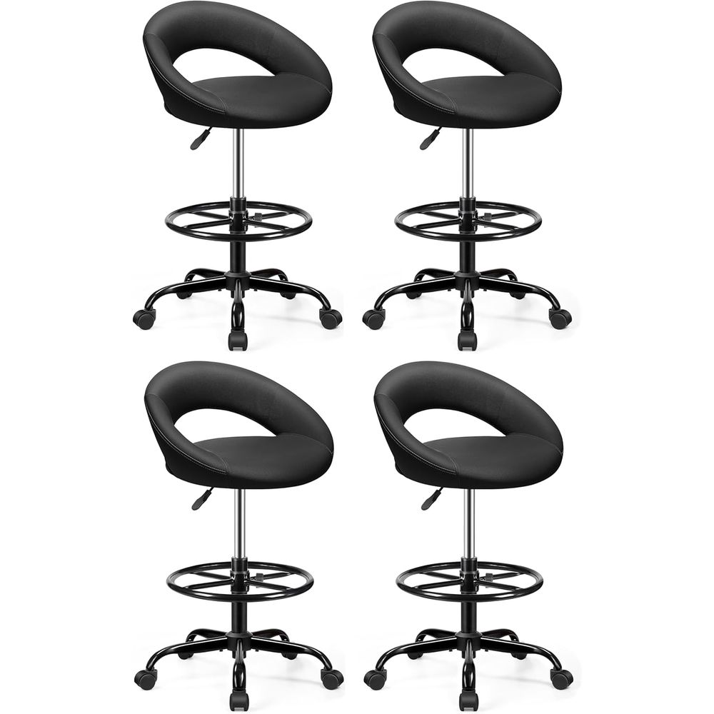 Home Bar Stools - Adjustable Swivel Bar Stools with Back