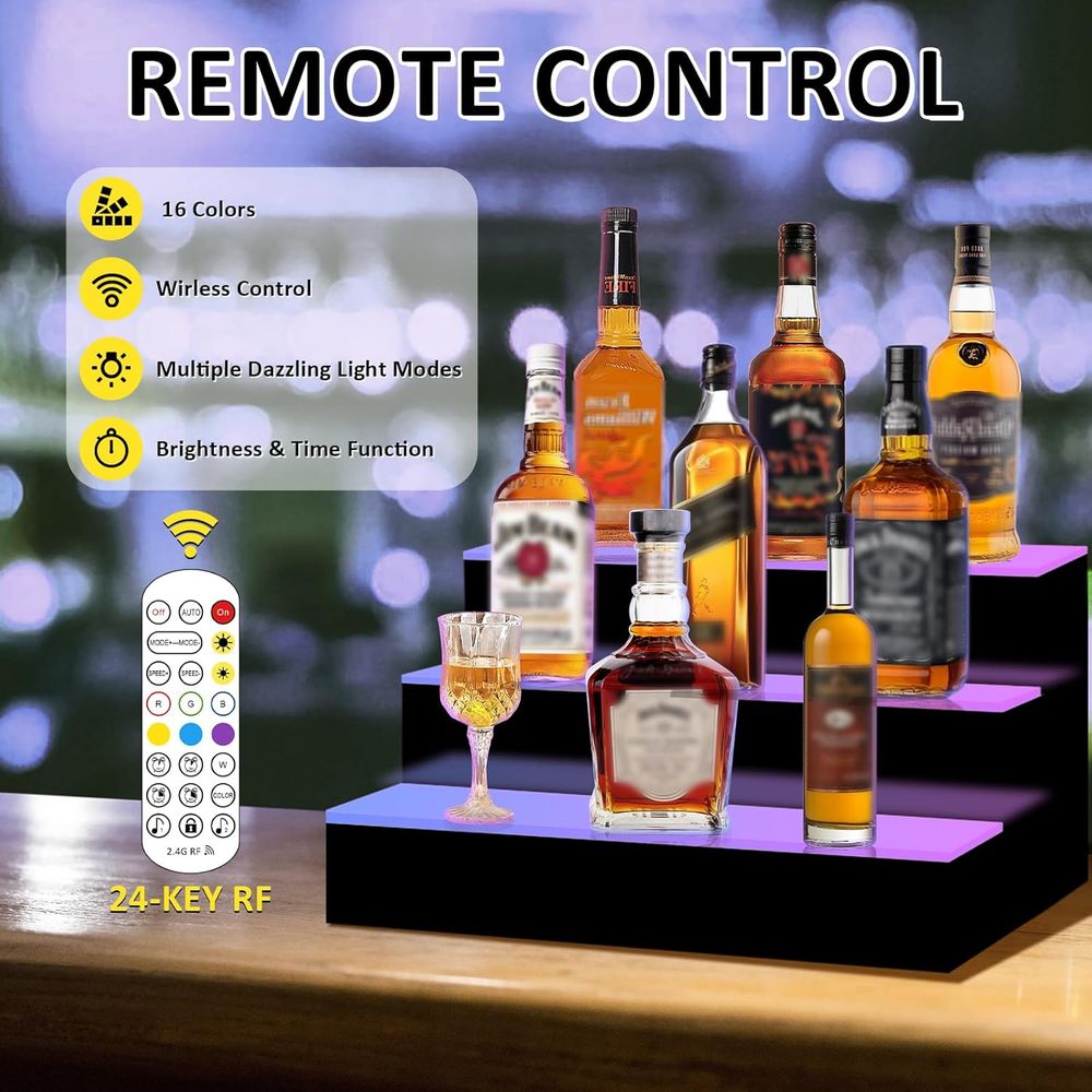 16 Inch 3 Step LED Lighted Liq - Home Bar Shelf review and price