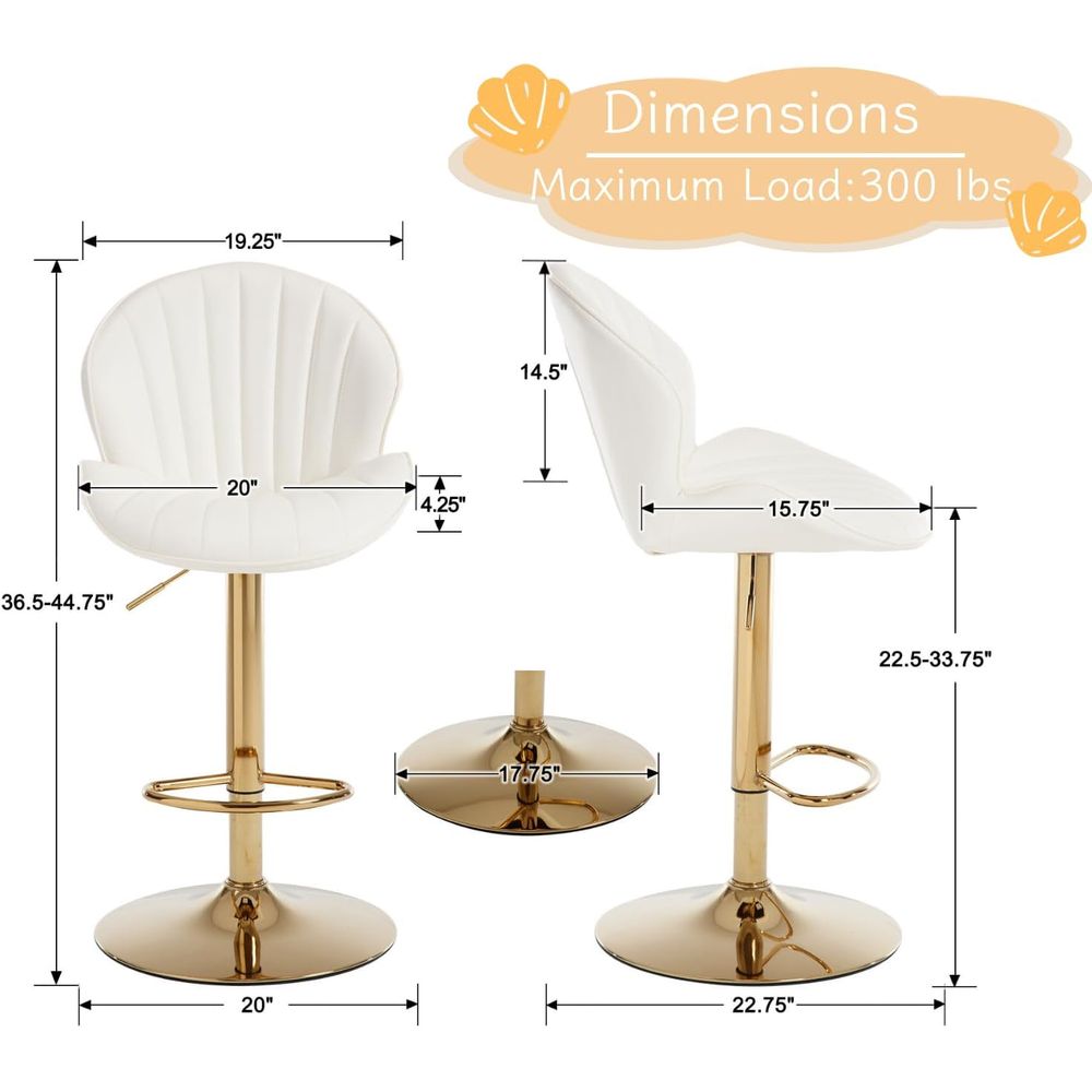 Set of 2 Cream White Leather S - Home Bar Stools review and price