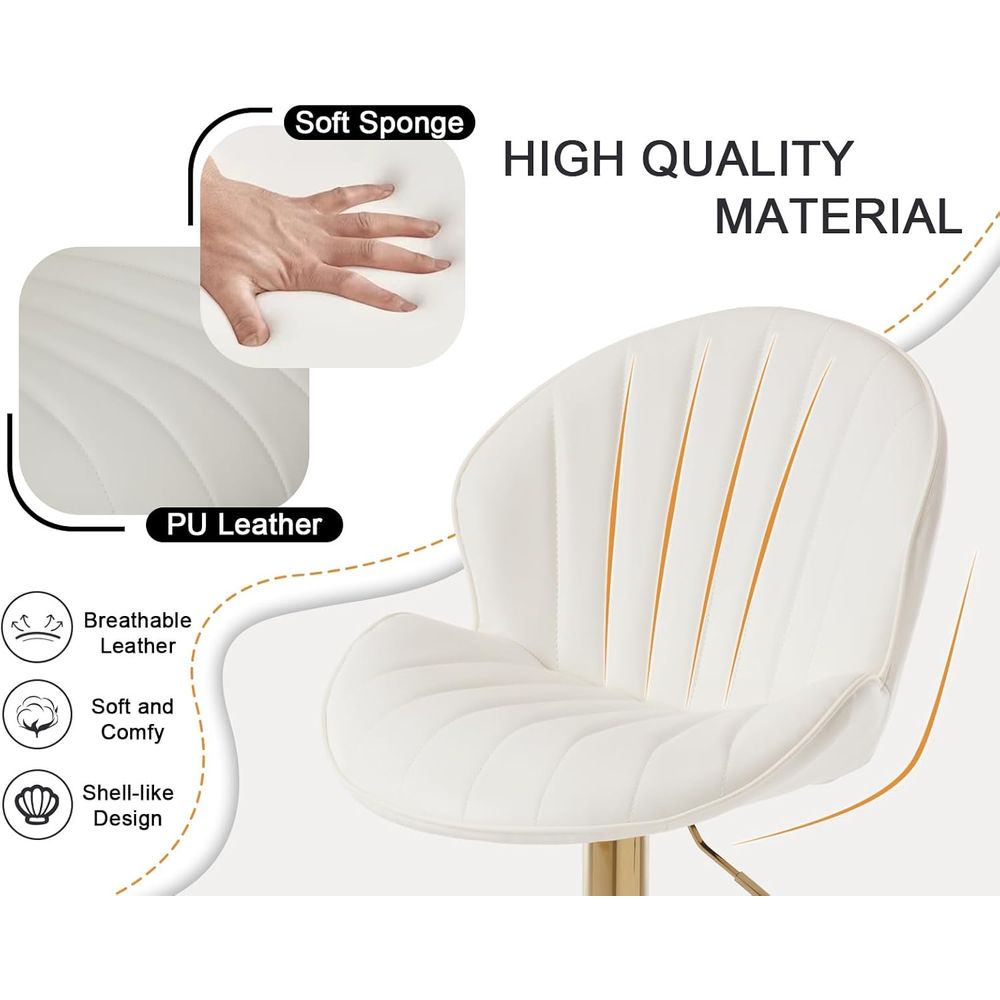 Set of 2 Cream White Leather S - Home Bar Stools review and price