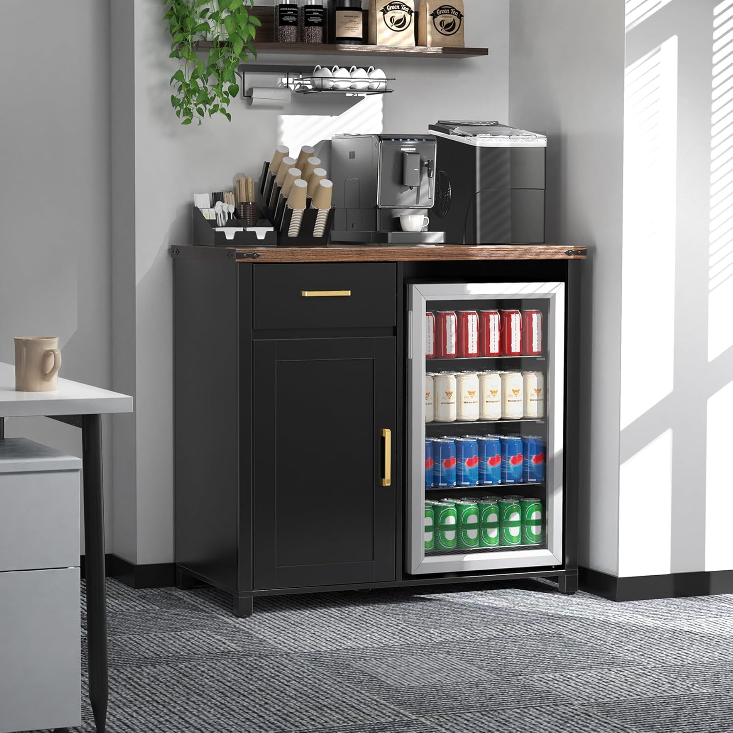 Coffee Bar Cabinet with Mini F - Home Bar And Fridge review and price