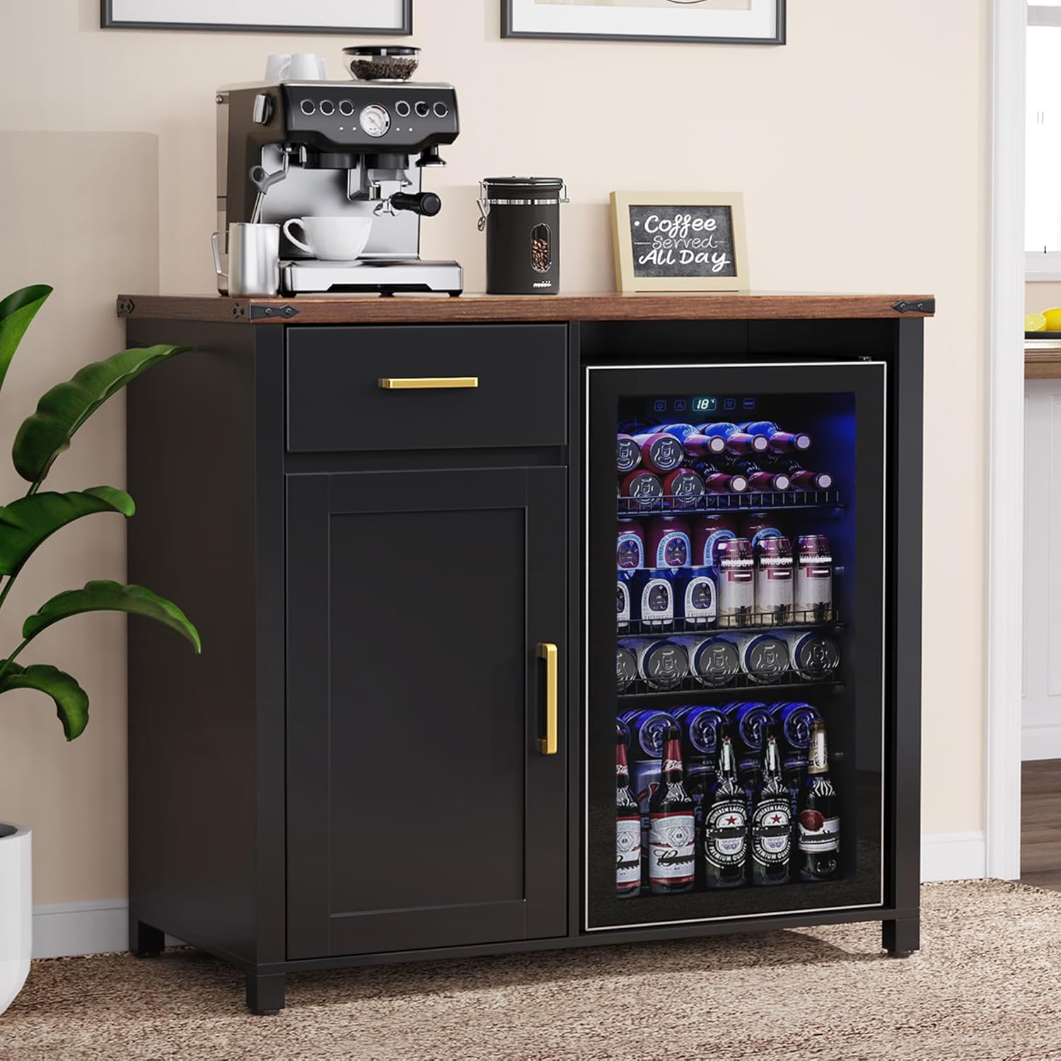 Coffee Bar Cabinet with Mini F - Home Bar And Fridge review and price