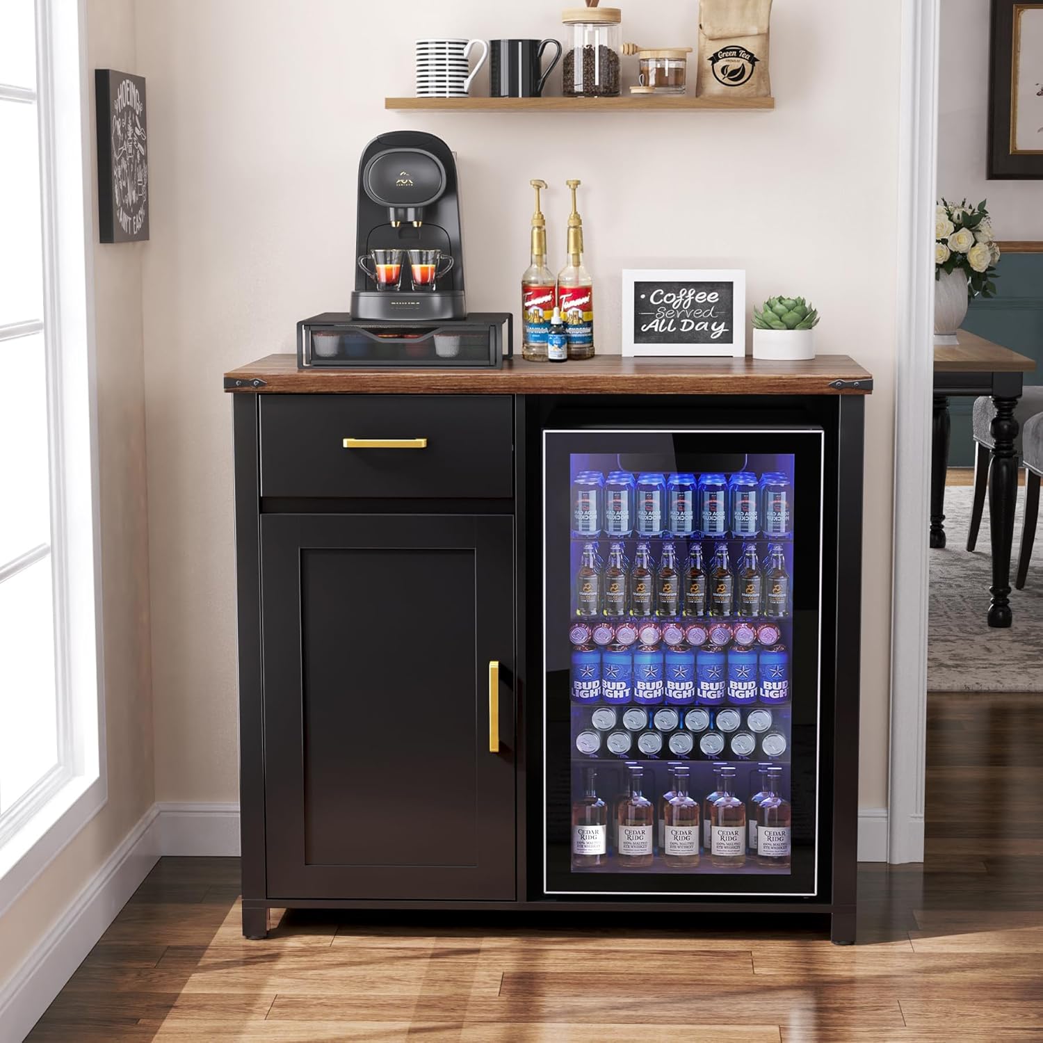 Coffee Bar Cabinet with Mini F - Home Bar And Fridge review and price