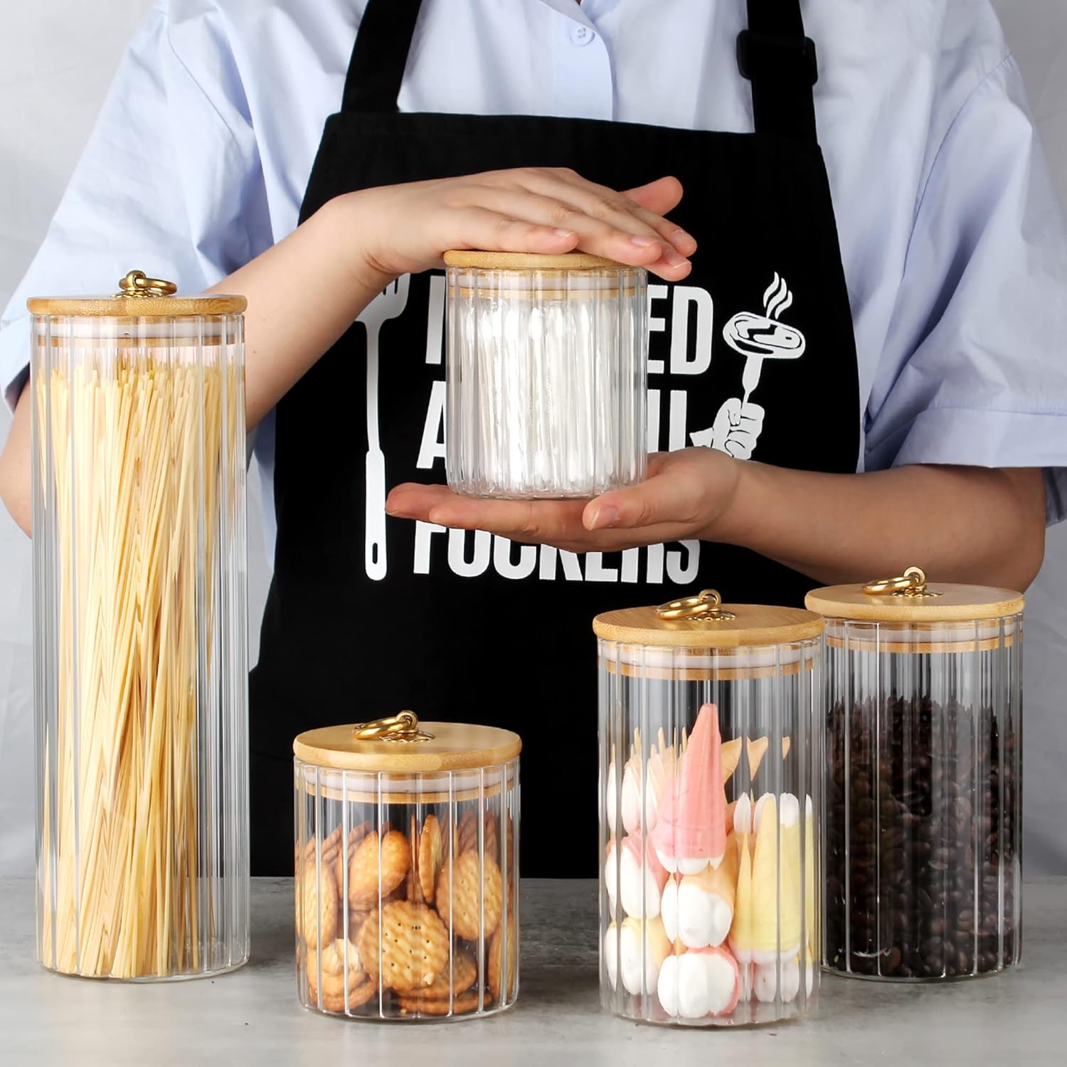 Glass Storage Jars Set of 5, D - Home Bar Set review and price
