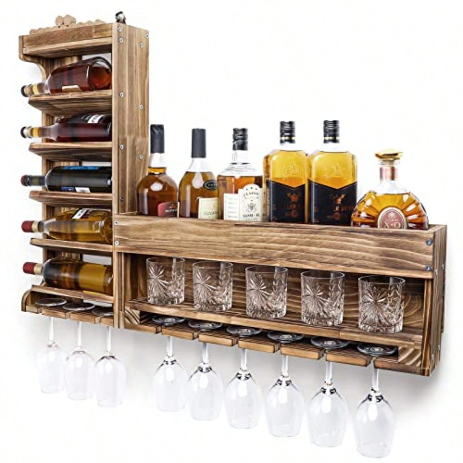 Wine Rack Wall Mounted WoodAlc - Home Bar Shelf review and price
