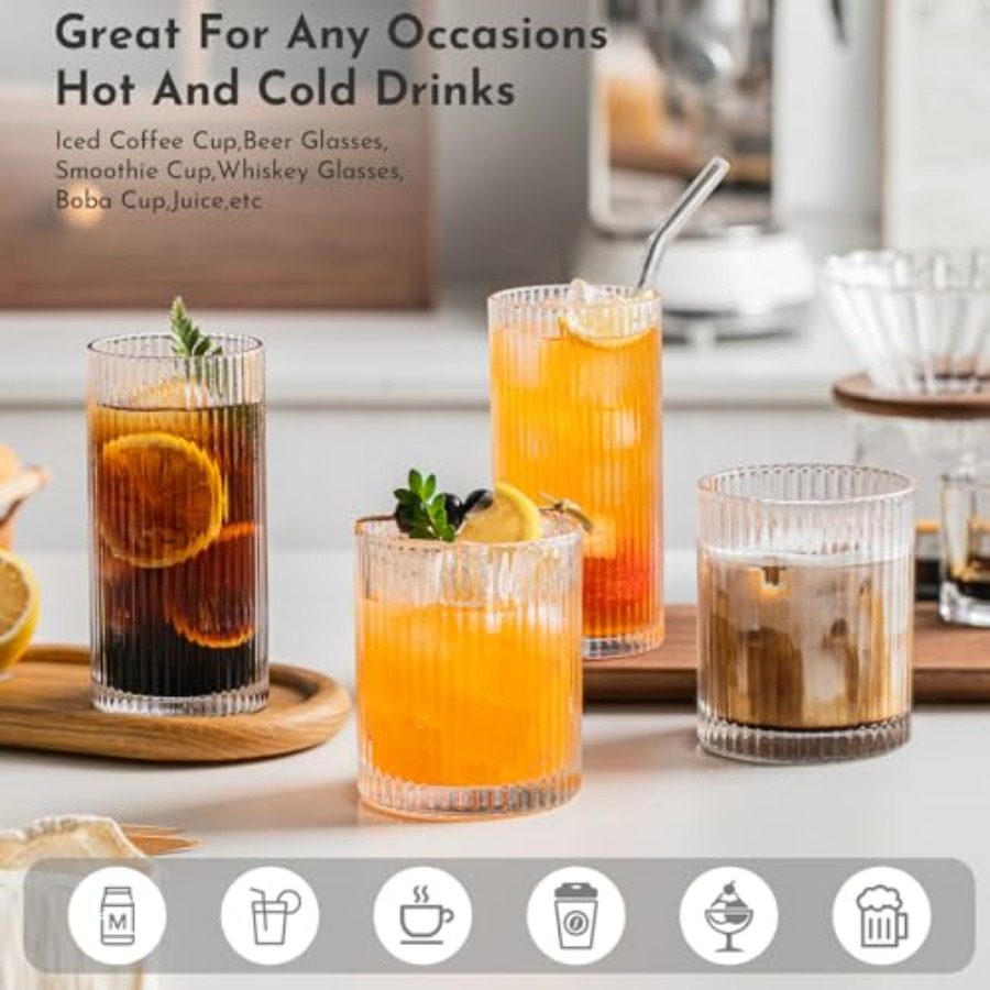 12Piece Ribbed Glassware Set w - Highball Glass Set review and price