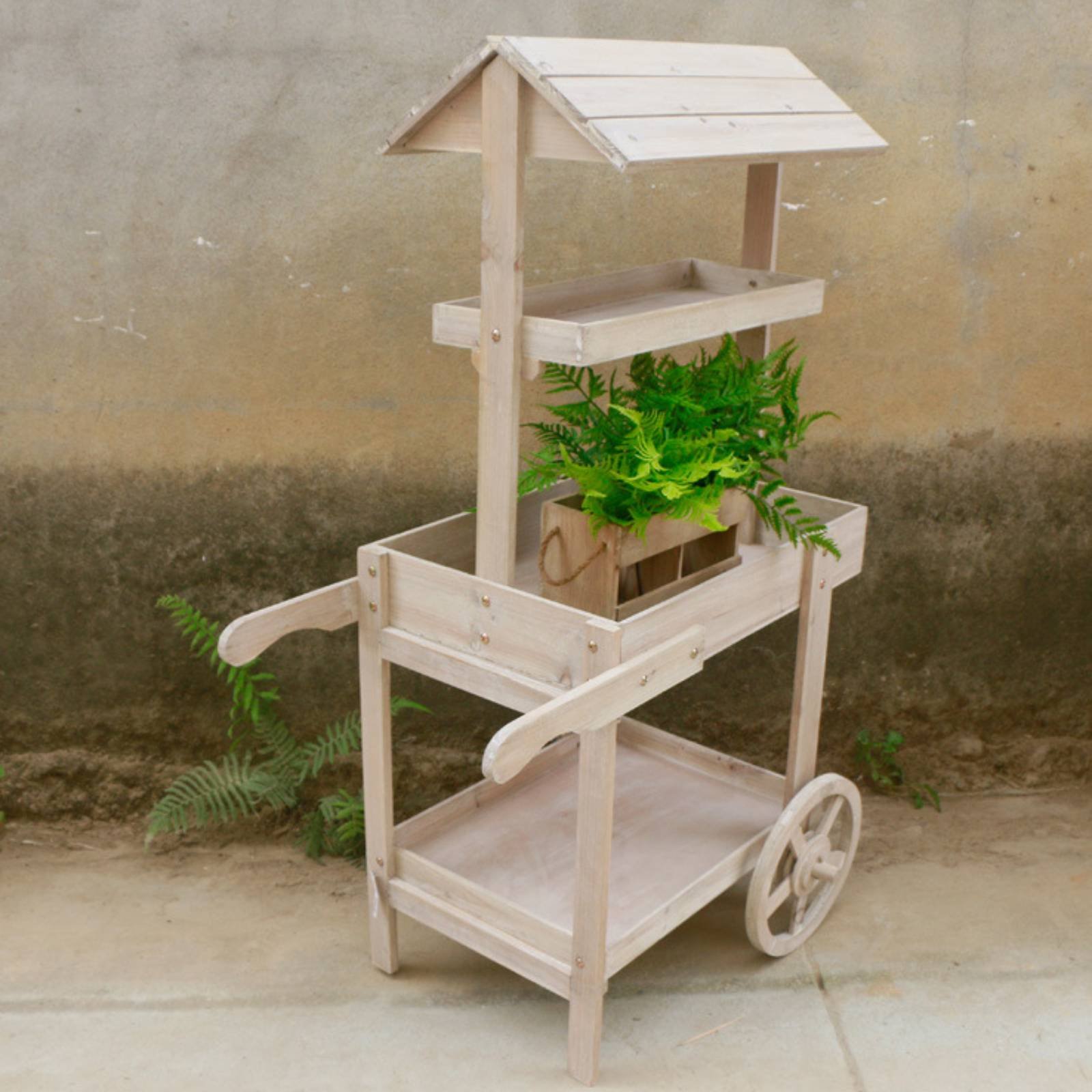 Rustic Display Trolley Wheeled - Home Bar Shelf review and price