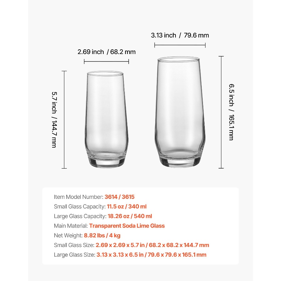 Drinking Glasses Set, 16-Piece - Highball Glass Set review and price