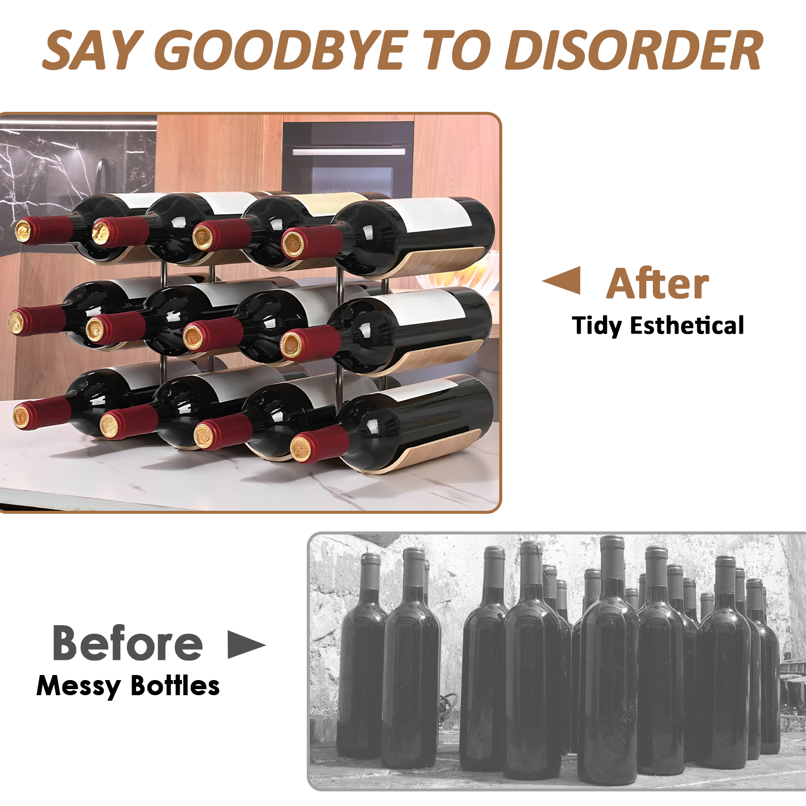 2/3-Tier Wooden Wine Rack Wavy - Home Bar And Cabinet review and price