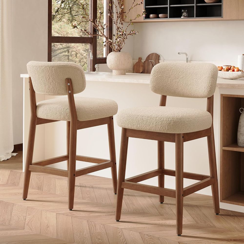 Set of 2 Modern Boucle Bar Cha - Home Bar Stools review and price