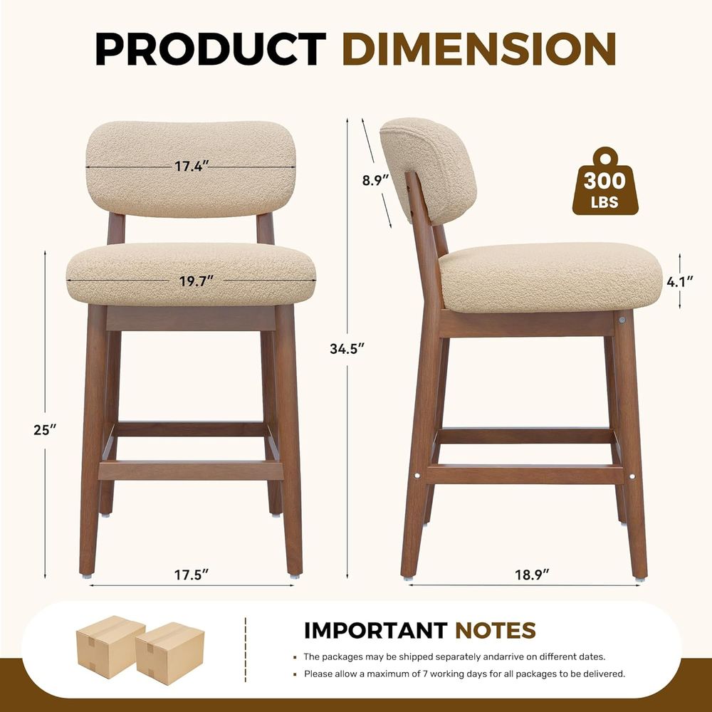Set of 2 Modern Boucle Bar Cha - Home Bar Stools review and price