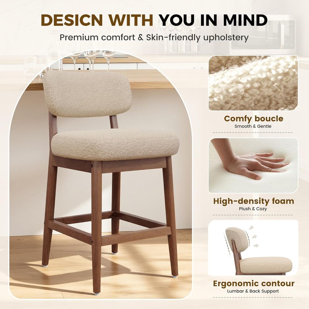 Set of 2 Modern Boucle Bar Cha - Home Bar Stools review and price