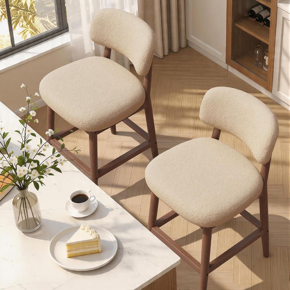Set of 2 Modern Boucle Bar Cha - Home Bar Stools review and price