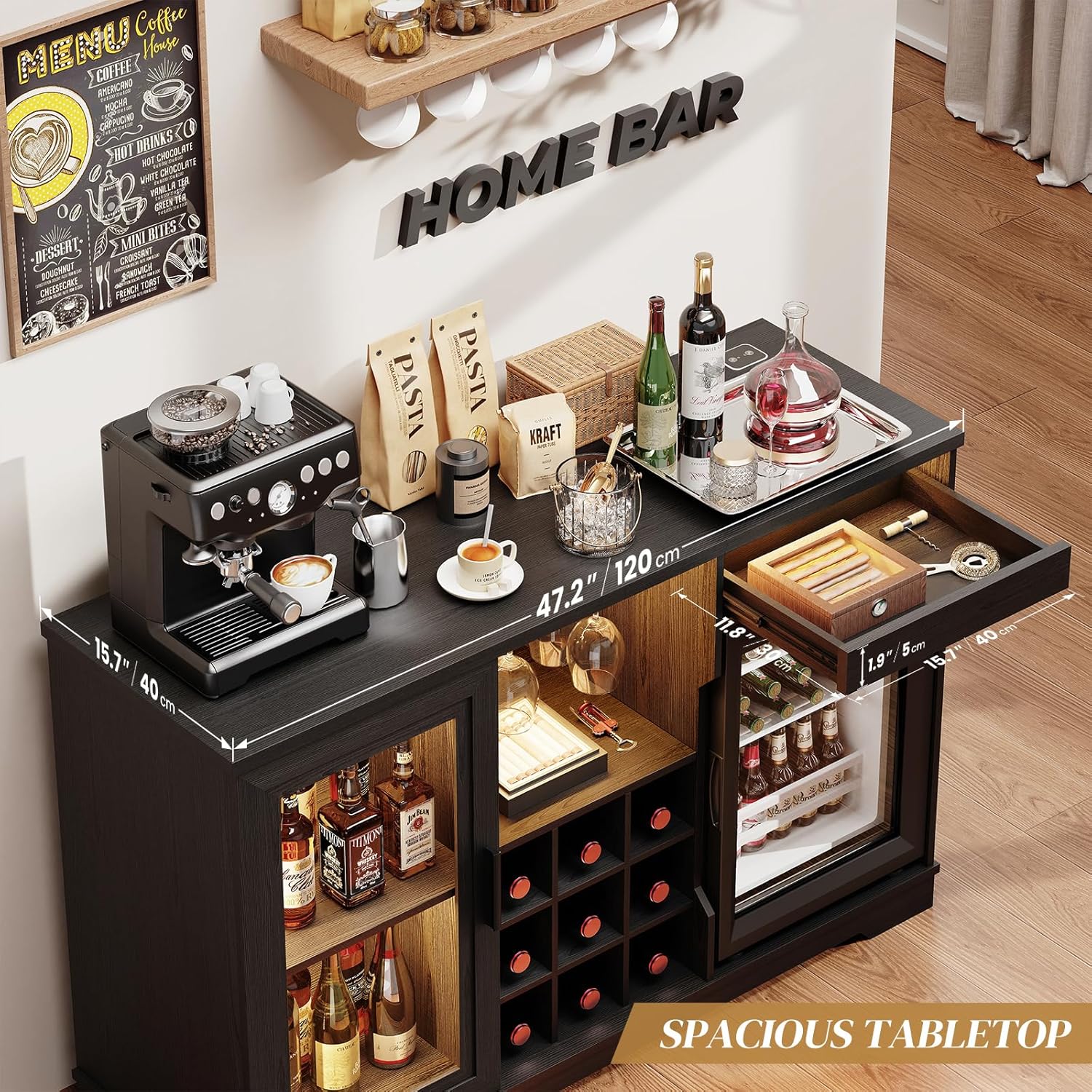 Coffee Bar Cabinet with Fridge - Home Bar And Fridge review and price