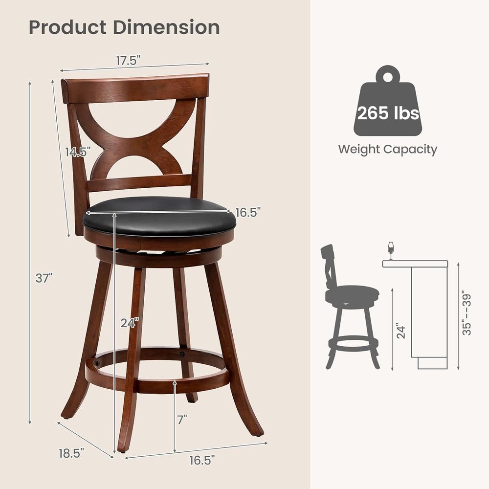 Bar Stools Set o 2, 24'' 360-D - Home Bar Stools review and price