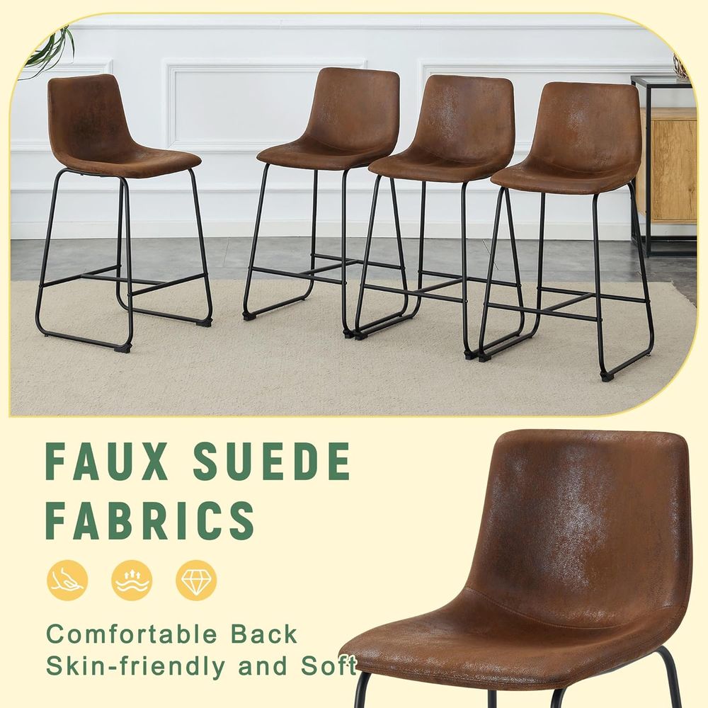 Set of 4 Suede Counter Height  - Home Bar Stools review and price