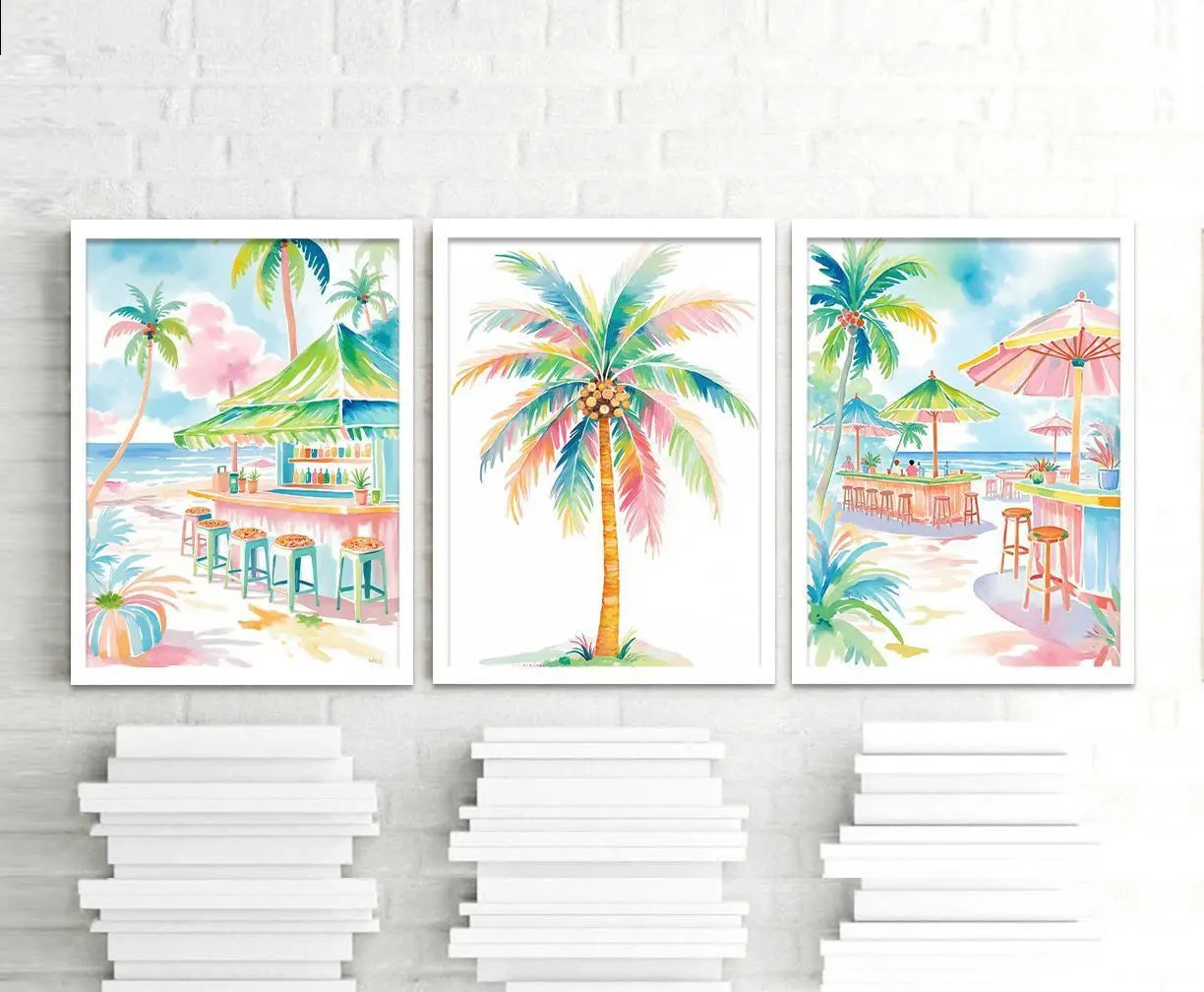 Boho Tropical Watercolor Wall  - Home Bar Set review and price