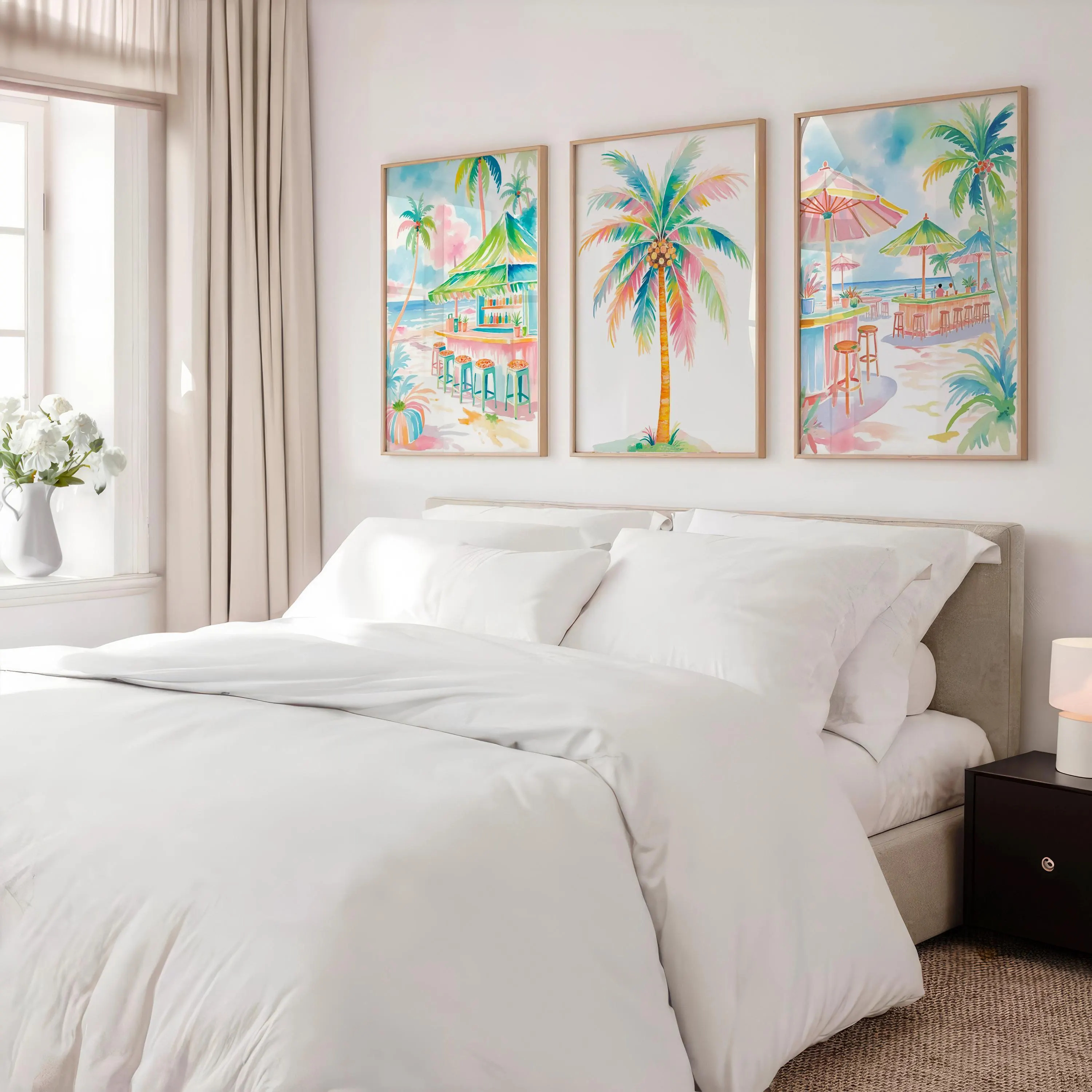 Boho Tropical Watercolor Wall  - Home Bar Set review and price