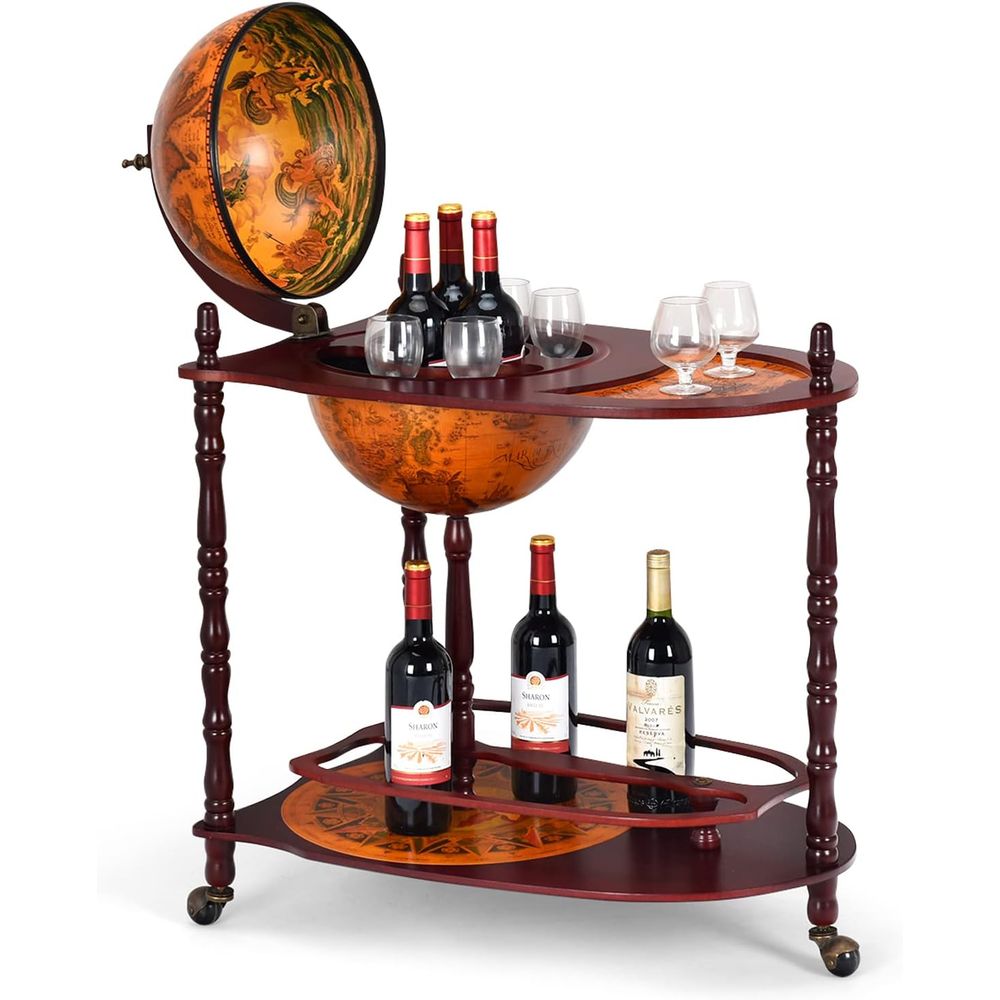 Vintage 34.5 Wheeled Globe Bar - Home Bar Shelf review and price