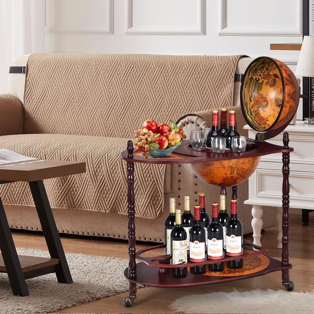 Vintage 34.5 Wheeled Globe Bar - Home Bar Shelf review and price