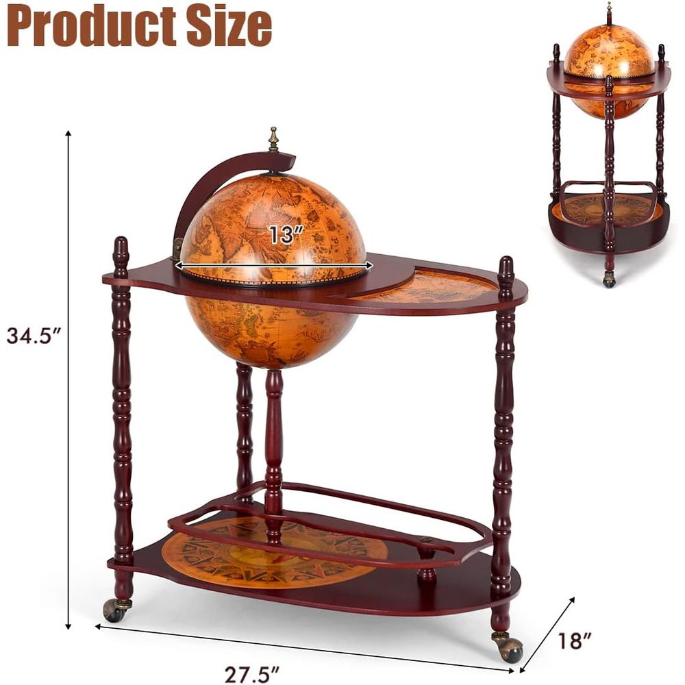 Vintage 34.5 Wheeled Globe Bar - Home Bar Shelf review and price