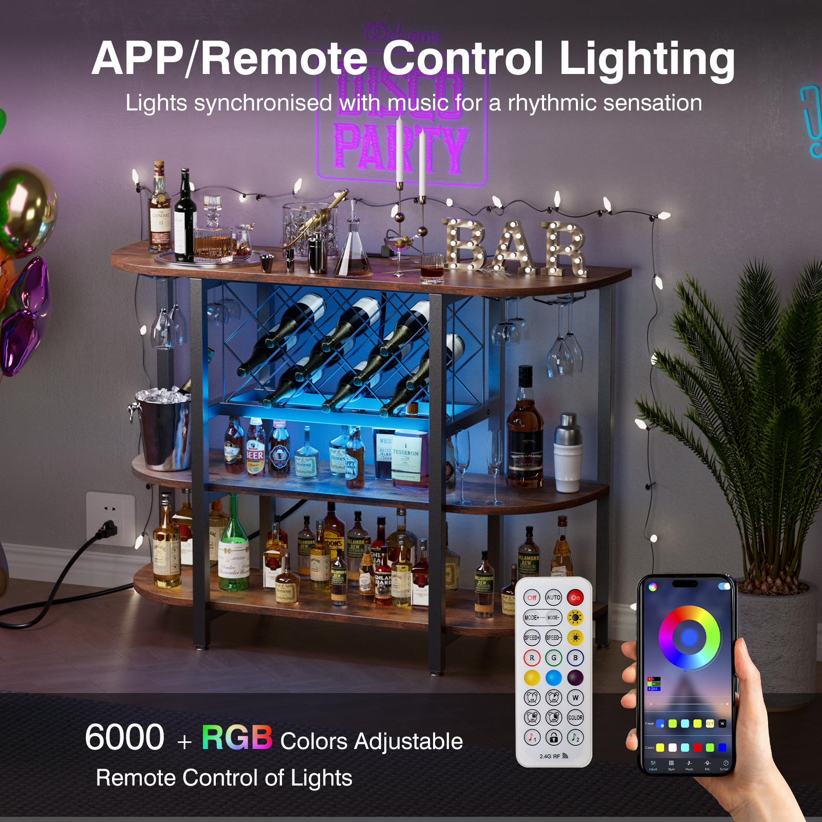 JHK LED Home Bar Cabinet with  - Home Bar And Cabinet review and price
