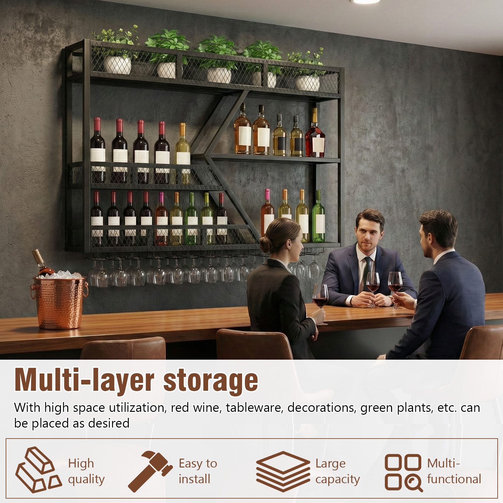 39in 3-Tiers Floating Bar Shel - Home Bar Shelf review and price