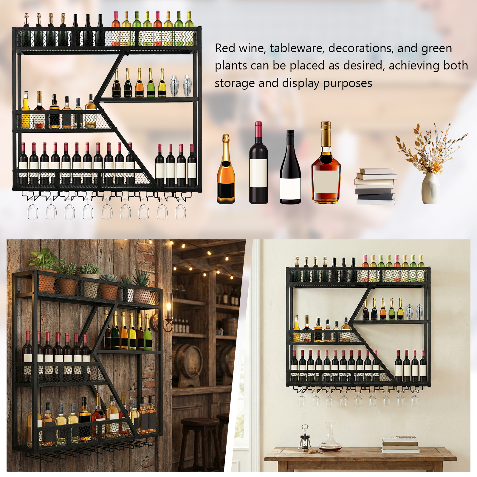 39in 3-Tiers Floating Bar Shel - Home Bar Shelf review and price