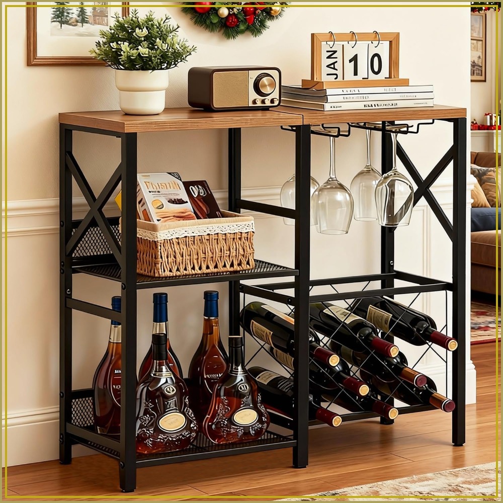 Rustic Freestanding Wine Rack  - Home Bar Shelf review and price