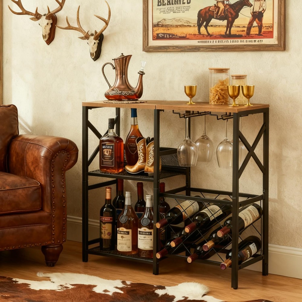 Rustic Freestanding Wine Rack  - Home Bar Shelf review and price