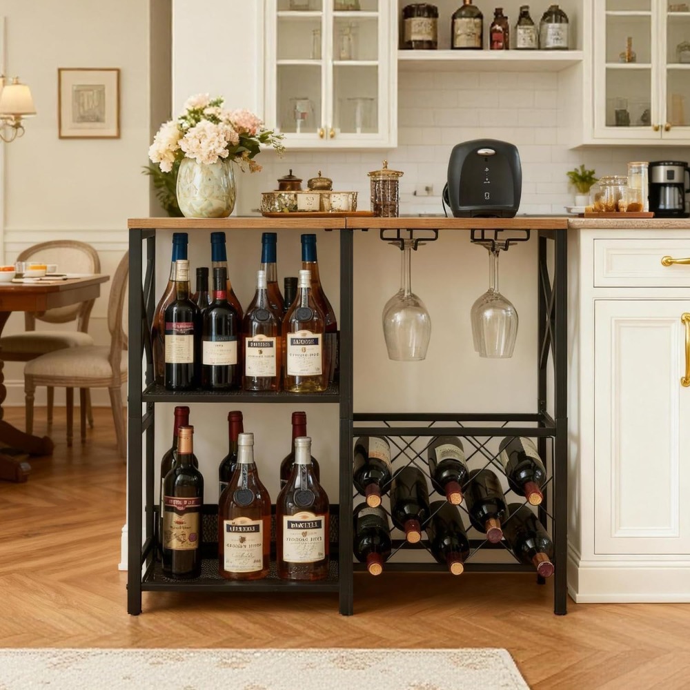 Rustic Freestanding Wine Rack  - Home Bar Shelf review and price