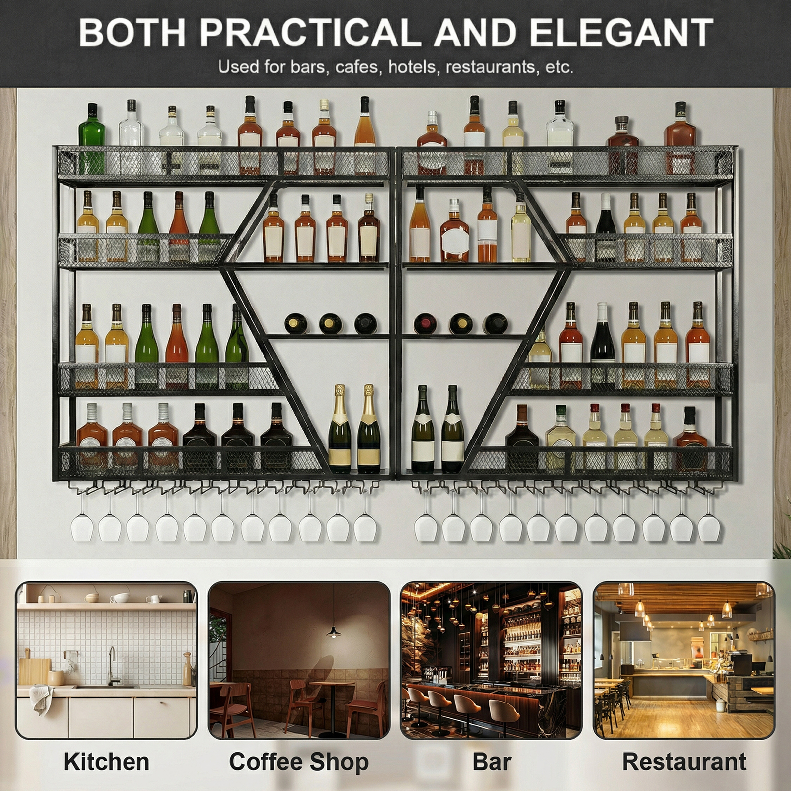 3/4 Tier Wall Mounted Bar Shel - Home Bar Shelf review and price