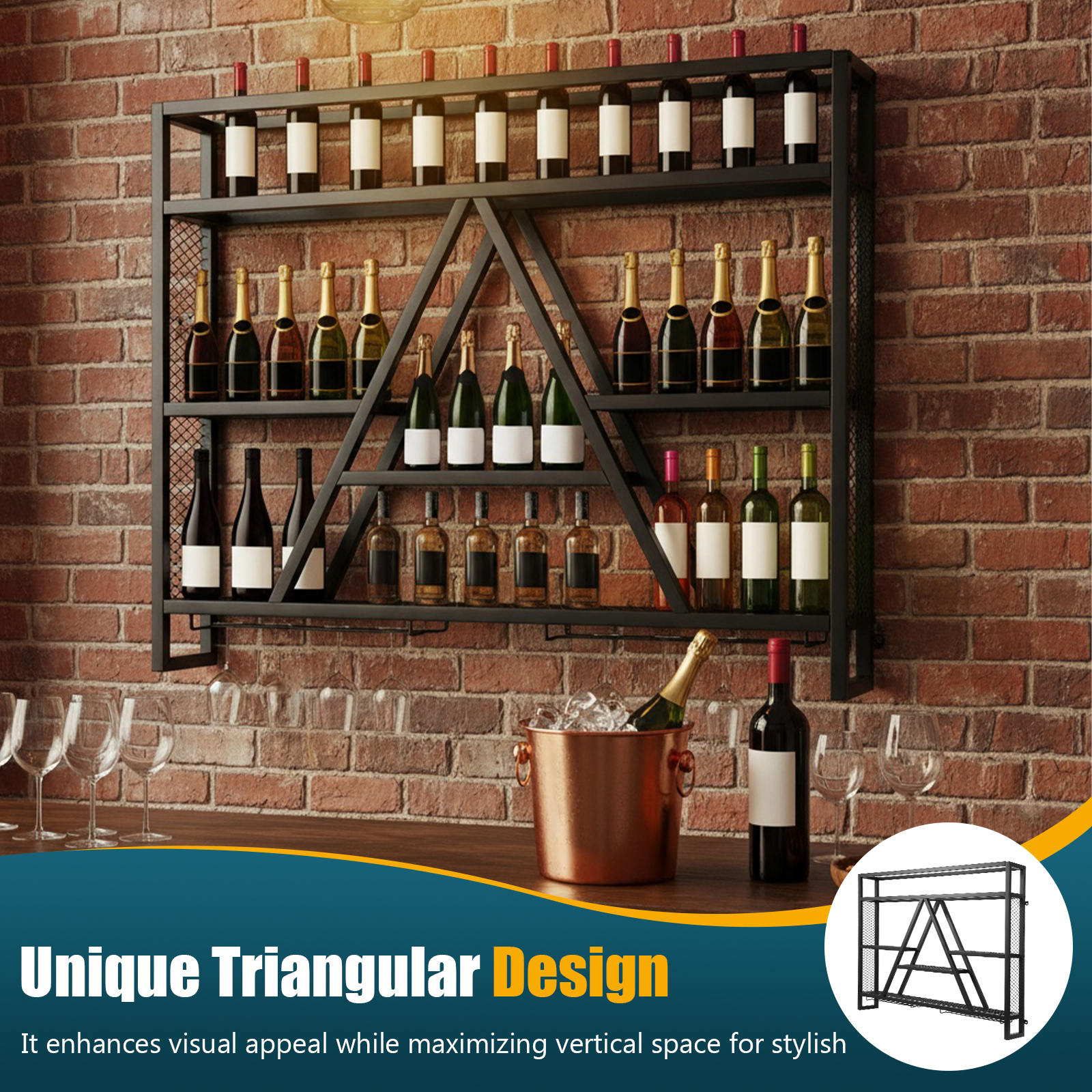 Metal Bottle & Glass Holder Mu - Home Bar Shelf review and price