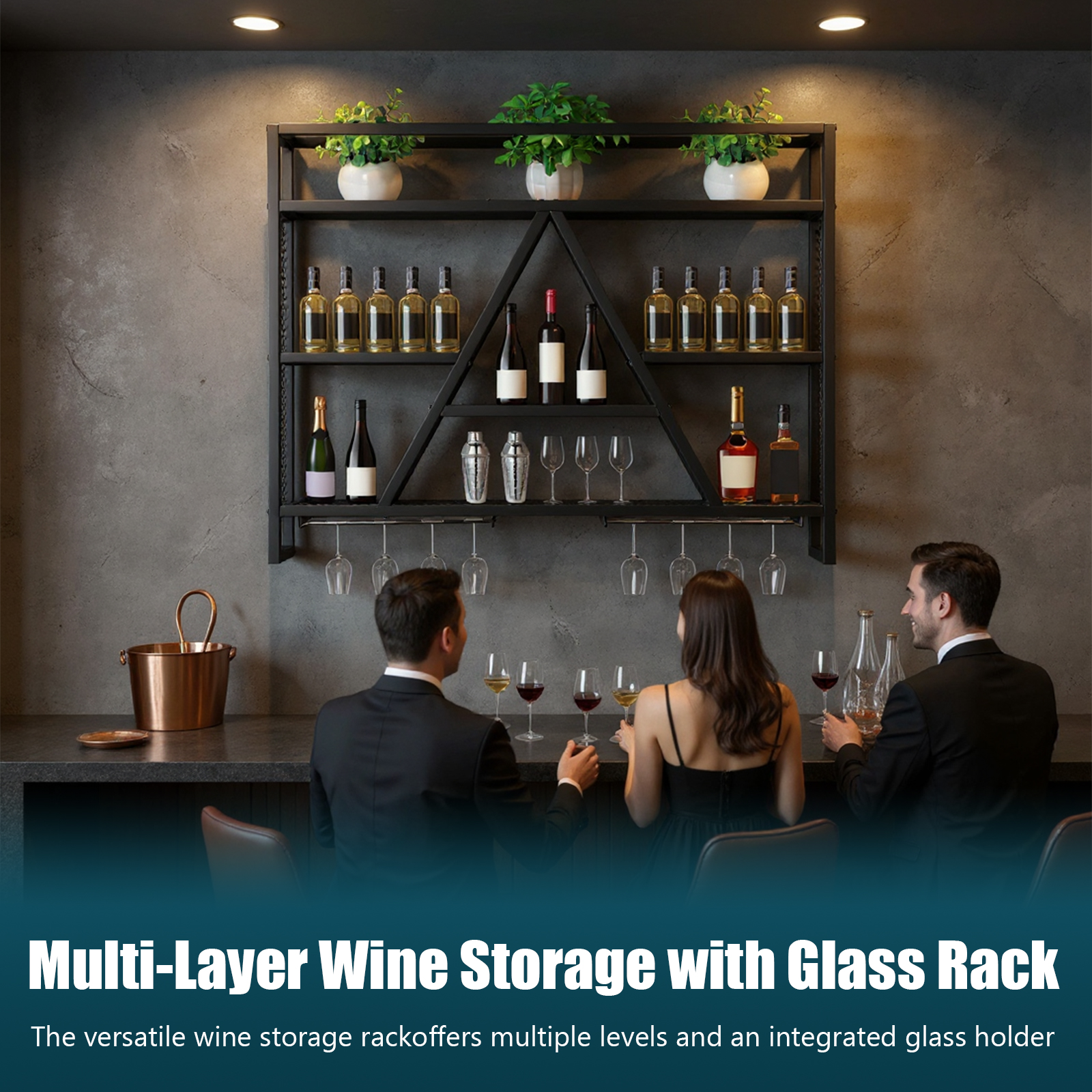 Metal Bottle & Glass Holder Mu - Home Bar Shelf review and price