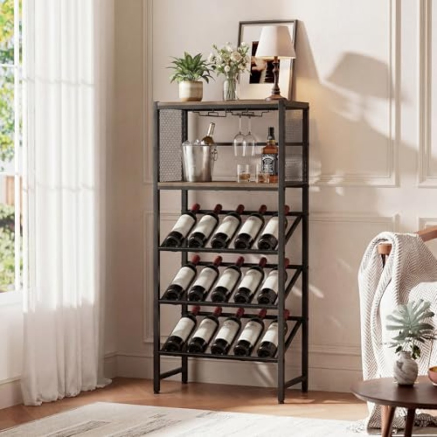 Corner Wine Rack with Glass Ho - Home Bar Shelf review and price