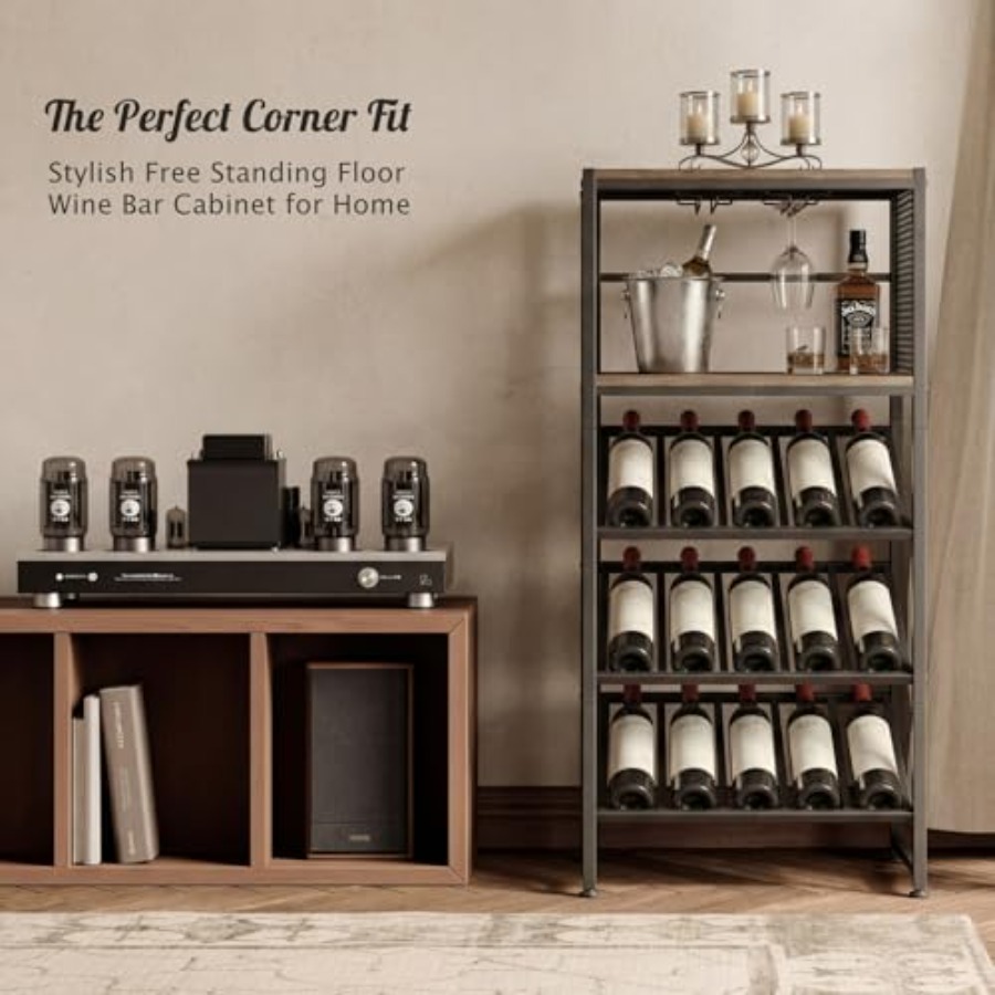 Corner Wine Rack with Glass Ho - Home Bar Shelf review and price