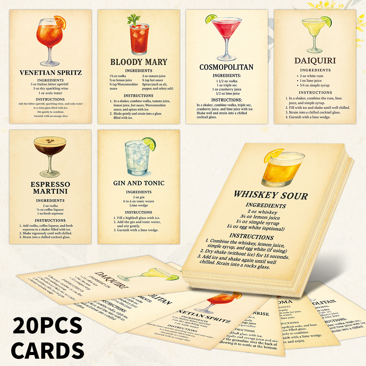 20pcs Cocktail Ingredients Rec - Cocktail Recipe Book review and price